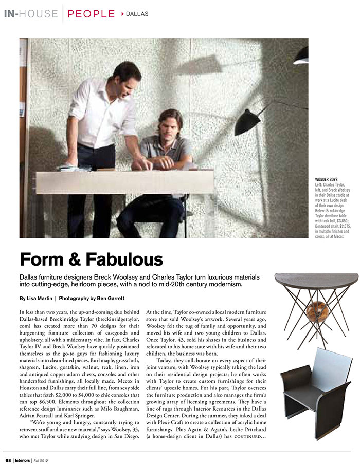 Interiors Magazine Article